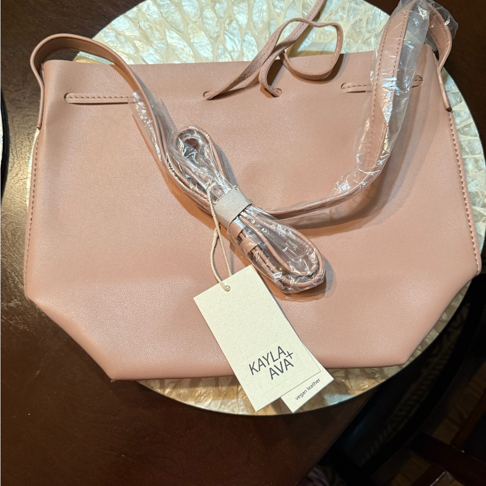 Pink Structured Shoulder Bag with Transparent Strap